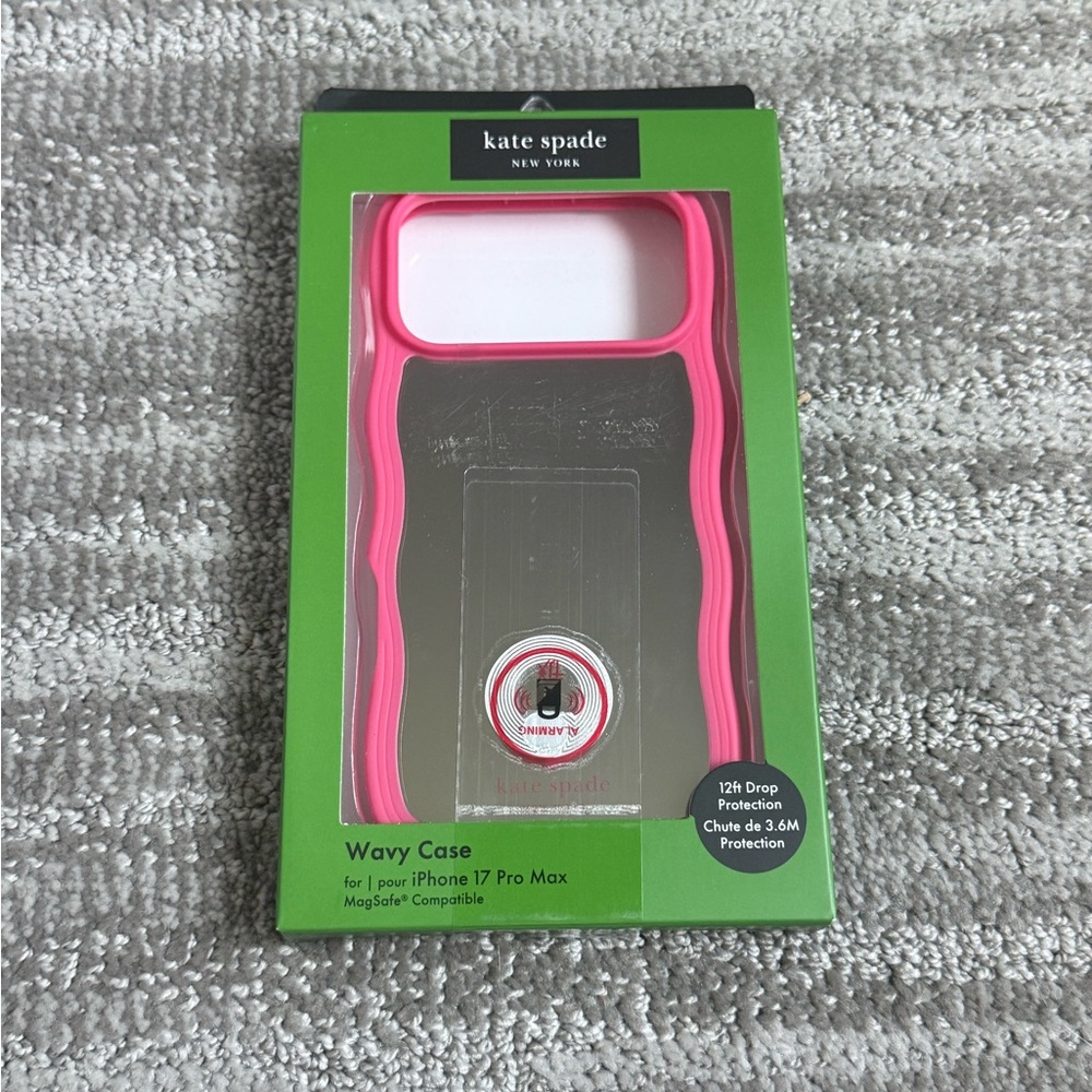 kate spade mirrored wavy MagSafe iPhone 17 pro max Case with Pink Bumper